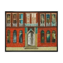 Designart 'Vintage Red Facade of Shop In Paris II' French Country Framed Canvas Wall Art Print