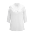 thumbnail image 4 of Fimkaul Women's Shirts Winter Fall Long Sleeve Casual Tops Printed Fashion V Neck Rollable Single Breasted Shirt T-Shirts White XXL, 4 of 8