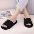 thumbnail image 6 of Litfun Open Toe Slippers for Women Comfort Terry Cloth House Slippers Memory Foam Slide Slippers, Black, 6 of 6