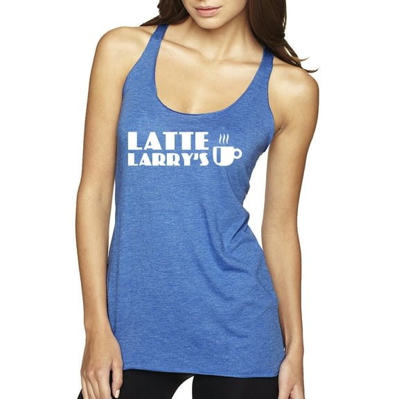 Latte Larry's California Coffee Shop Logo Pop Culture Tri-Blend Racerback Tank Top, Vintage Royal, Large