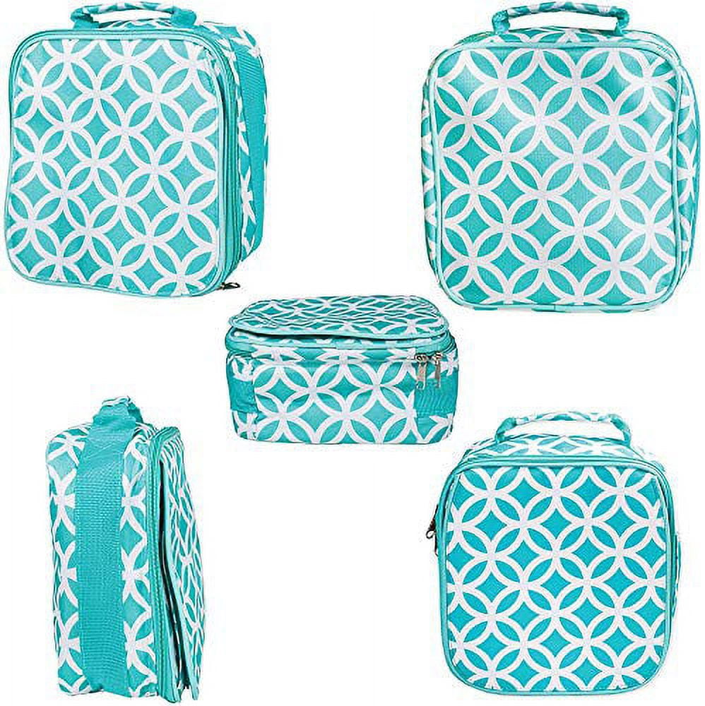 Aqua Circle Link Water Resistant Zipper Closure Insulated Soft Cooler Lunch Bag