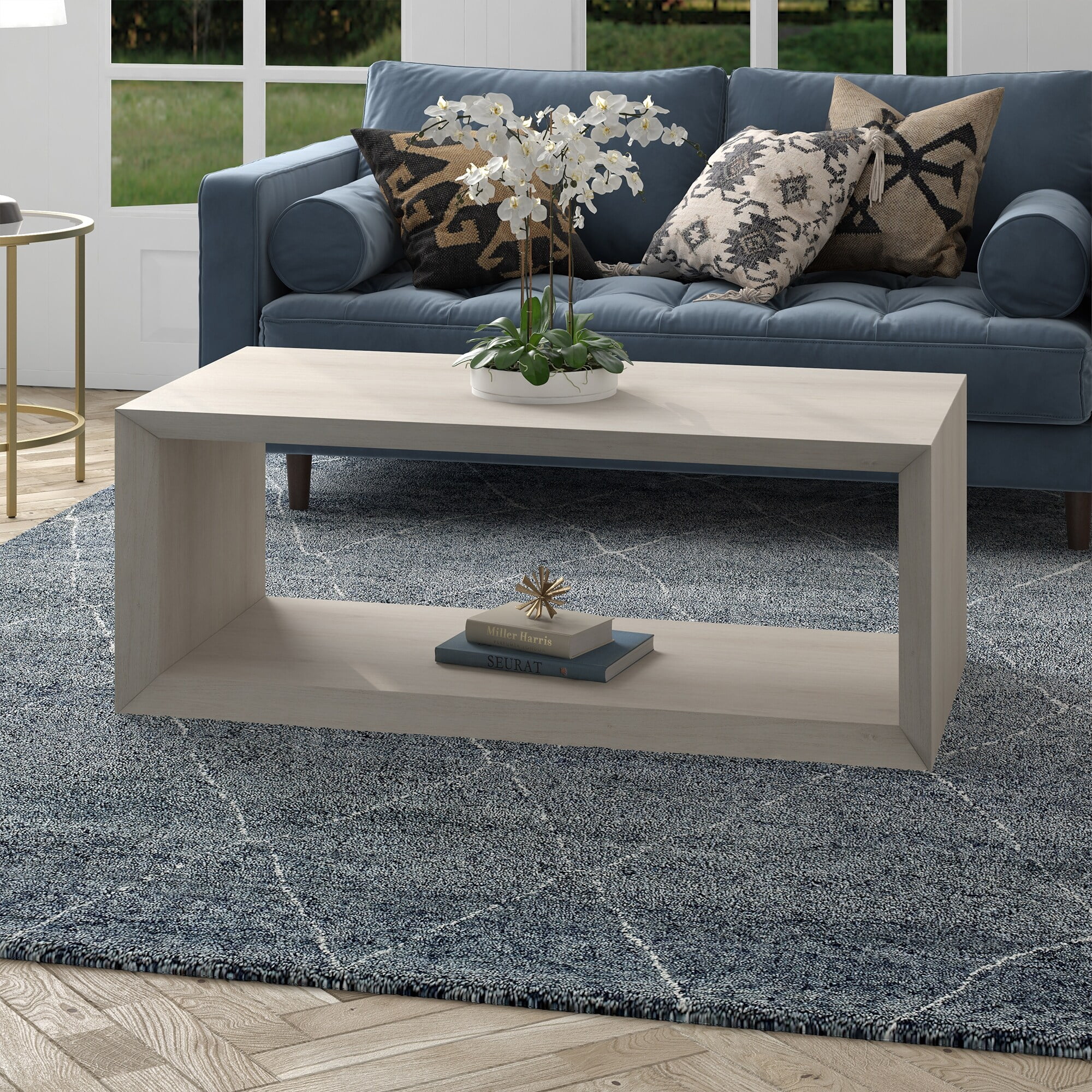 Evelyn&Zoe Osmond 58" Wide Rectangular Coffee Table, Alder White