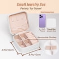 thumbnail image 4 of Small Travel Jewelry Case, Portable Jewelry Organizer Travel Case Leather Jewelry Box Travel Mini Storage Organizer Portable Display Storage Box For Rings Earrings Necklaces Gifts (White), 4 of 6
