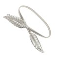 thumbnail image 4 of Women Waist Belt Leaves Shaped Elastic Spring Stylish Metal Waist Chain Belt for Dresses Silver, 4 of 12
