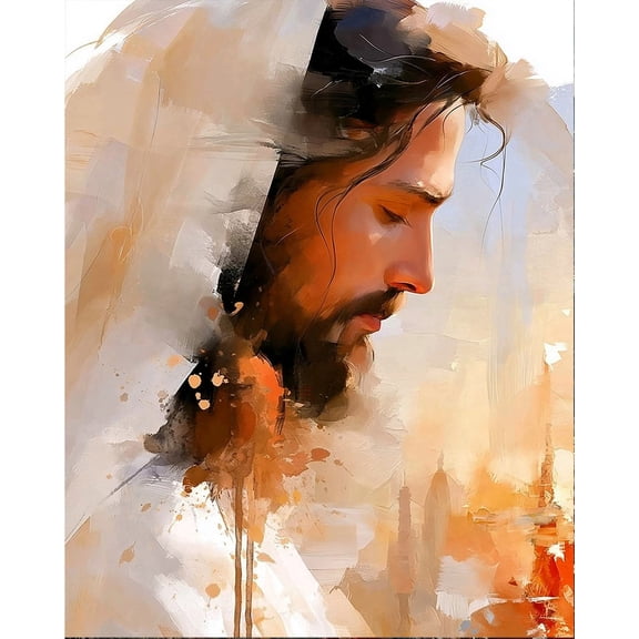 Paint by Numbers for Adults Kit Jesus statue - (2) - 16x20 Inch Canvas with Brushes and Paints, Relaxing DIY Wall Decor Craft Gift