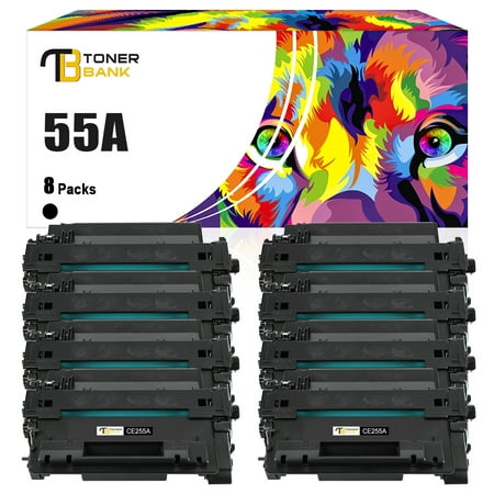Toner Bank Compatible Toner Replacement for HP CE255A LaserJet P3011 LaserJet Enterprise P3015d P3015Dn P3015x P3016 Pro 500 MFP M521dn M521dw Black 8-Pack Toner Bank is a reseller of printer consumable products with its warehouses in East and West Coast since 2015. We carry wide range of compatible toner cartridges & printer ink for most major printer brands. Product Specification: Brand: Toner Bank Compatible Toner Cartridge Replacement for: HP CE255A/GPR-40 CE255A/GPR-40 Compatible Toner Cartridge Replacement for Printer: HP LaserJet P3011  LaserJet Enterprise P3015d/P3015Dn/P3015x/P3016  LaserJet Enterprise 500 MFP M525f/M525dn  LaserJet Enterprise flow MFP M525c  LaserJet Pro 500 MFP M521dn/M521dw; Canon i-SENSYS LBP6750dn/LBP6780x Pack of Items: 8-Pack Ink Color: 8 * Black Page Yield (based upon a 5% coverage of A4 paper): 8*6000 Pages Cartridge Approx.Weight : 19.4 Pounds Cartridge Dimensions (Per Pack): 13.39 x 9.45 x 9.84 Inches Package Including: 8-Pack Toner Cartridge