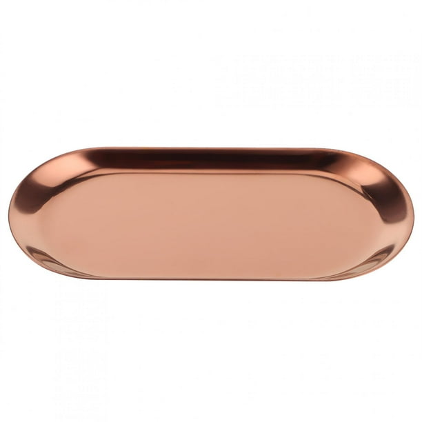 Organizador De Bandeja De Joyería, Bandeja De Toalla Ovalada De Acero Inoxidable Para Cosméticos Con Líneas Limpias, Almacenamiento Para Mesa De Comedor, Cocina, ,