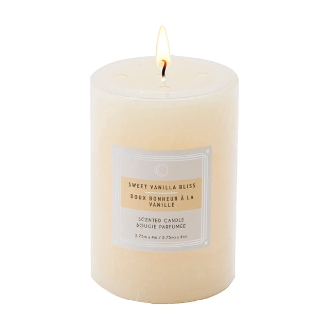 2.75" X 4" Scented Pillar Candle Sweet Vanilla Bliss - Set of 8