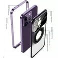 thumbnail image 2 of Jiahe Cover for iPhone 12, Compatible with MagSafe Case,Slim Shockproof Aluminium alloy Frame Metal Button Anti-Scratch Camera Lens Protector Matte Transparent Back Cover, darkpurple, 2 of 6