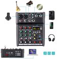 thumbnail image 3 of Consola mezcladora USB portátil de 4 canales Mezclador de audio digital compatible con BT, 3 of 7
