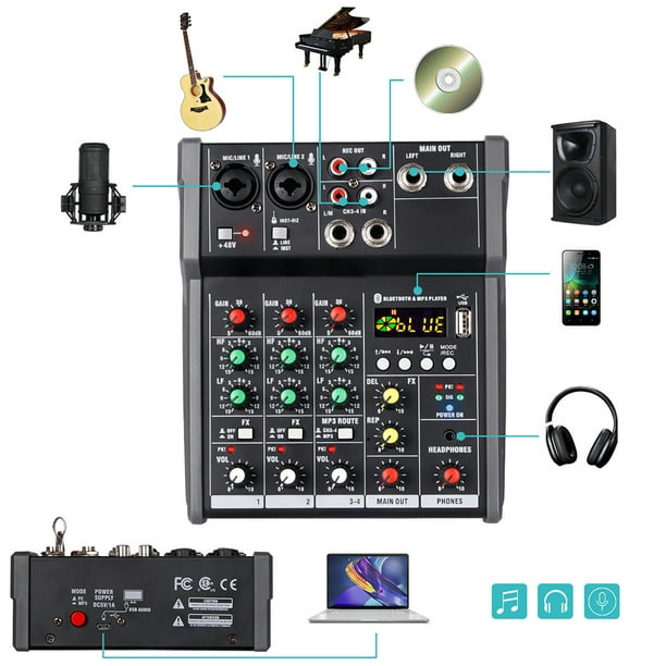 Console de mixage USB portable 4 canaux La table de mixage audio