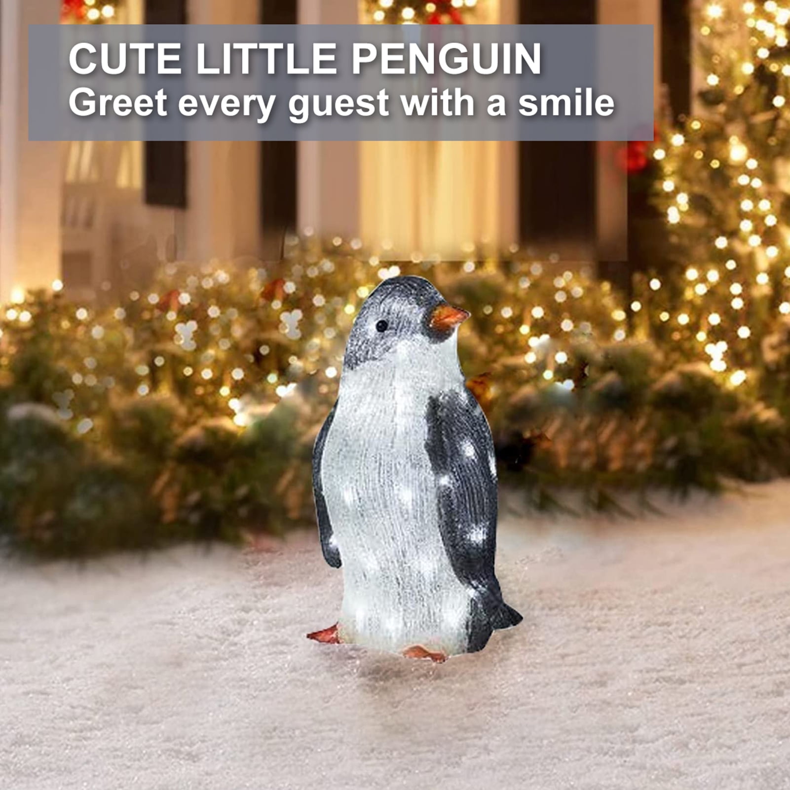 MyBeauty 3 Pcs LightUp Penguin Lovely Unfading Acrylic Vivid Penguin Sculpture Lamp Christmas