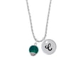 thumbnail image 2 of Delight Jewelry 12mm Teal Roller Spinner with Silvertone Lining Glass Spinner Silvertone Script Initial Disc - C - Charm Necklace, 20"+3", 2 of 4