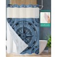 thumbnail image 2 of No Hook Shower Curtain with Snap in Liner, Compass Circle Dot Abstract Geometric Hotel Shower Curtains for Bathroom, Washable Shower Curtain Liner Set with Mesh Top Window, 72”x78”, 2 of 6