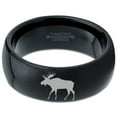 thumbnail image 2 of Tungsten Elk Moose Walking Band Ring 8mm Men Women Comfort Fit Black Dome Polished, 2 of 4