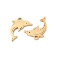 thumbnail image 3 of 20 pc 201 Stainless Steel Pendants Laser Cut Ocean Theme Golden Dolphin 16.5x11x1mm Hole: 1.5mm, 3 of 3