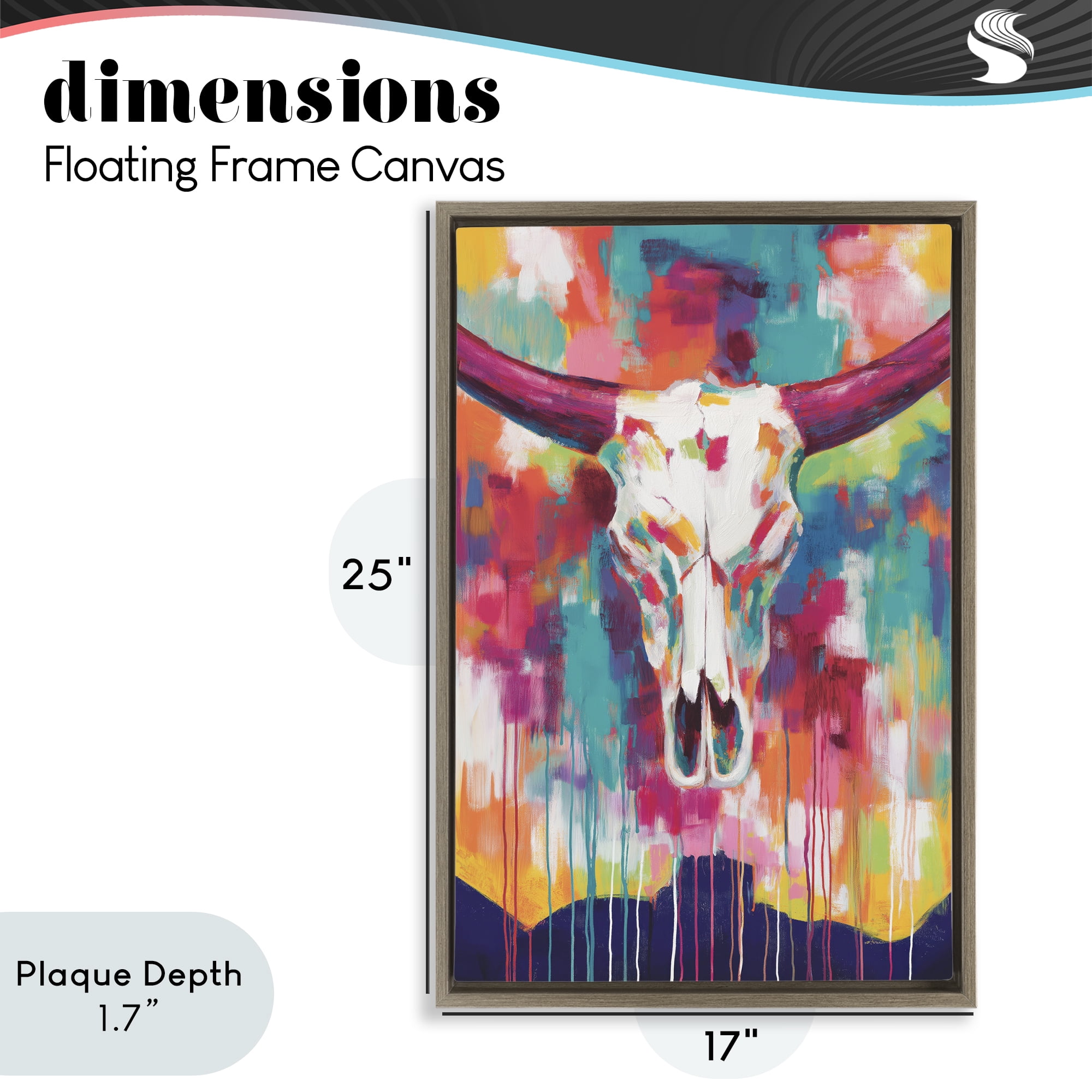 Stupell Industries Spirit Of The West Skull Brown Framed Floater Canvas Wall Art, design by Chromatic Storm Studio
