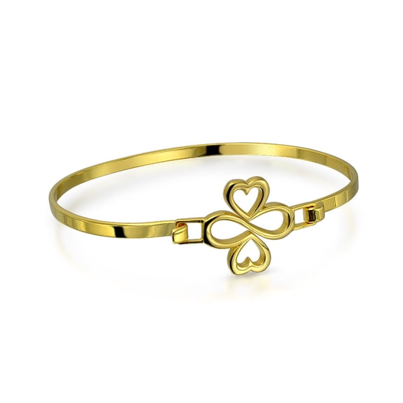 Bling Jewelry Womens 14k Gold Plated Heart Infinity Bangle Bracelet for Love Luck