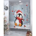 thumbnail image 4 of Christmas Penguin Shower Curtain, Xmas Watercolor Birds Balls Snowflake Waterproof Washable Boho Funny Cute Shower Curtains Set for Bathroom Farmhouse Bathtubs Decor with Hook, 36"Wx72"L, 4 of 7