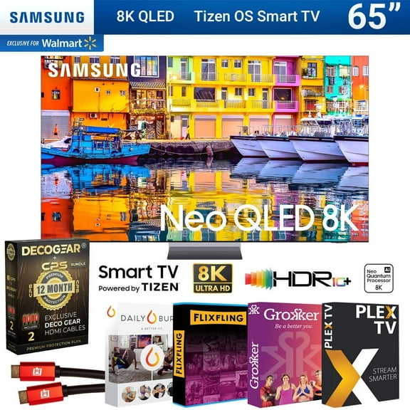 Samsung QN65QN900D 65 Inch Neo QLED 8K Smart TV (2024) Bundle with Movies   Deco Gear 2X 4K HDMI 2.0 Cable w/CPS Exclusive 12 Month Protection Pack