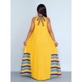 thumbnail image 2 of Yellow Plus Size Womens Loose Sleeveless Halter Neck A-Line Maxi Dress With Tribal Print And Side Pockets, 2 of 8