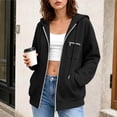 thumbnail image 5 of CBASIHI Womens Zip Up Hoodies with Pockets- Fall Drop Shoulder Casual Trendy Long Sleeve Oversized Sweatshirts Black Size M, 5 of 8