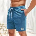 thumbnail image 2 of Youmylove Men's Shorts Vintage Fashion Mens Casual Shorts Solid Color Simple Style Corduroy Sweatpants Lightweight Beach Shorts, 2 of 9
