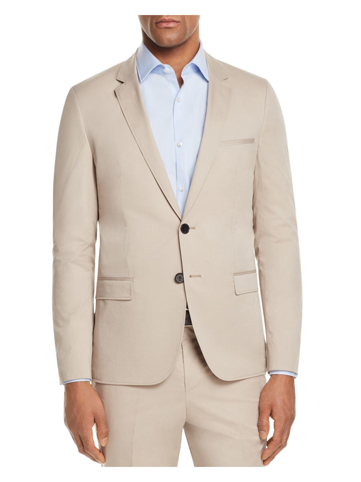 HUGO Mens Beige Single Breasted, Slim Fit Cotton Suit Separate Blazer Jacket 40L Walmart.com