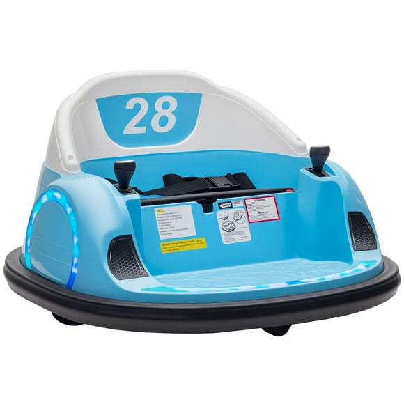 Qaba 12V Bumper Car for Toddlers with 360 Degree Spin, Light Blue