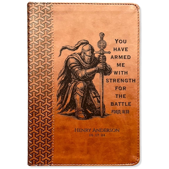 Personalized Bible for Men, KJV Study Bible, Customized Bible Engraved Name, Knight Warrior Design, Christian Gift, Bible Gifts for Him
