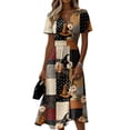 thumbnail image 2 of Halloween Dresses for Women Spider V Neck Witch Hat Cute Wrap Dress Bat Short Sleeve Casual Wedding Guest Dresses L, 2 of 5