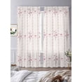 thumbnail image 2 of Pink Floral Sheer Curtains 96 Inch Length 2 Panels Set, Spring Watercolor Flowers Leaf Bows Beige Voile Window Treatment Semi Sheer Long Curtains Drapes for Bedroom/Living Room/Kitchen 52"x96"x2, 2 of 7