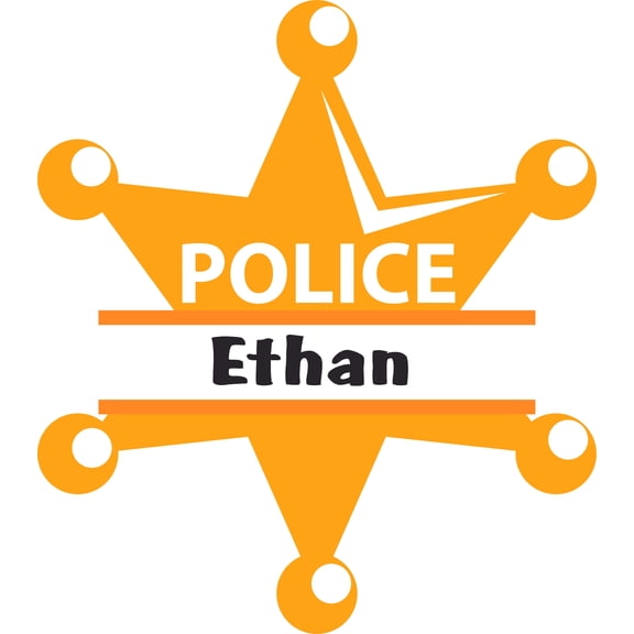 Police Officer Policeman Badge Star Customized Wall Decal - Custom Vinyl Wall Art - Personalized Name - Baby Girls Boys Kids Bedroom Wall Decal Room Decor Wall Stickers Decoration Size (40x20 inch)