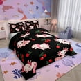 thumbnail image 6 of Cute Axolotl Comforter Set Queen for Kids, Red Cherry Bedding Set Kawaii Salamander Quilt for Girls Boys Teens Women Bedroom, Cartoon Coastal Animal Bedding Comforter Sets, Black, 6 of 7