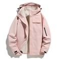 thumbnail image 2 of Timoontee Men's 3-in-1 Jacket Coat Outdoor Hiking Workout Windbreaker Fleece Lined Thickened Warm Jacket Solid Zip Up Hooded Coats Casual Comfy Coats Pink S, 2 of 9
