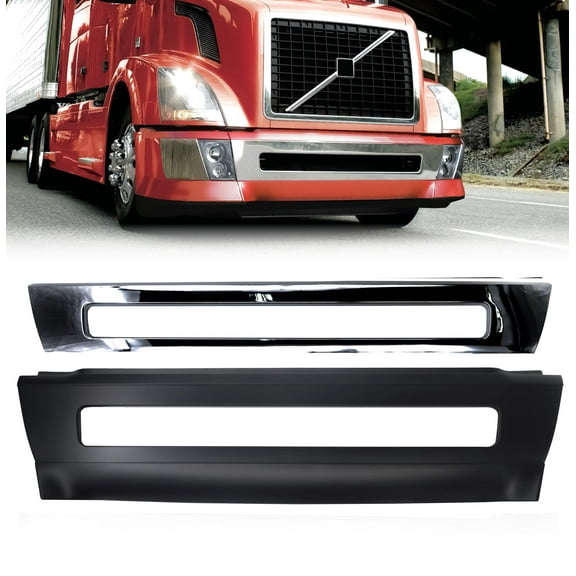 TORQUE Front Center Bumper with Chrome Trim Replacement for 2004-2016 Volvo VNL 300 430 630 670 730 780 Series Semi Trucks (TR004)
