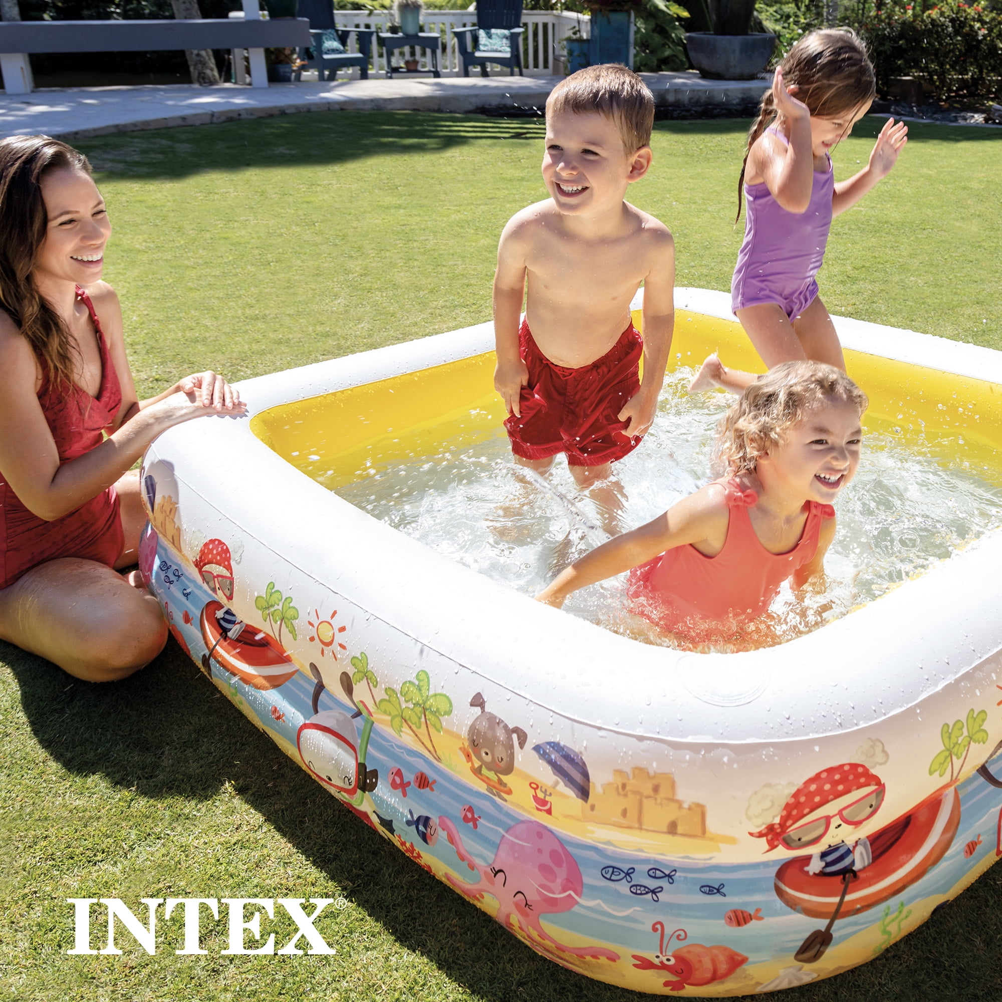 Intex 5ft x 48in Inflatable Ocean Scene Sun Shade Kids Pool With Canopy