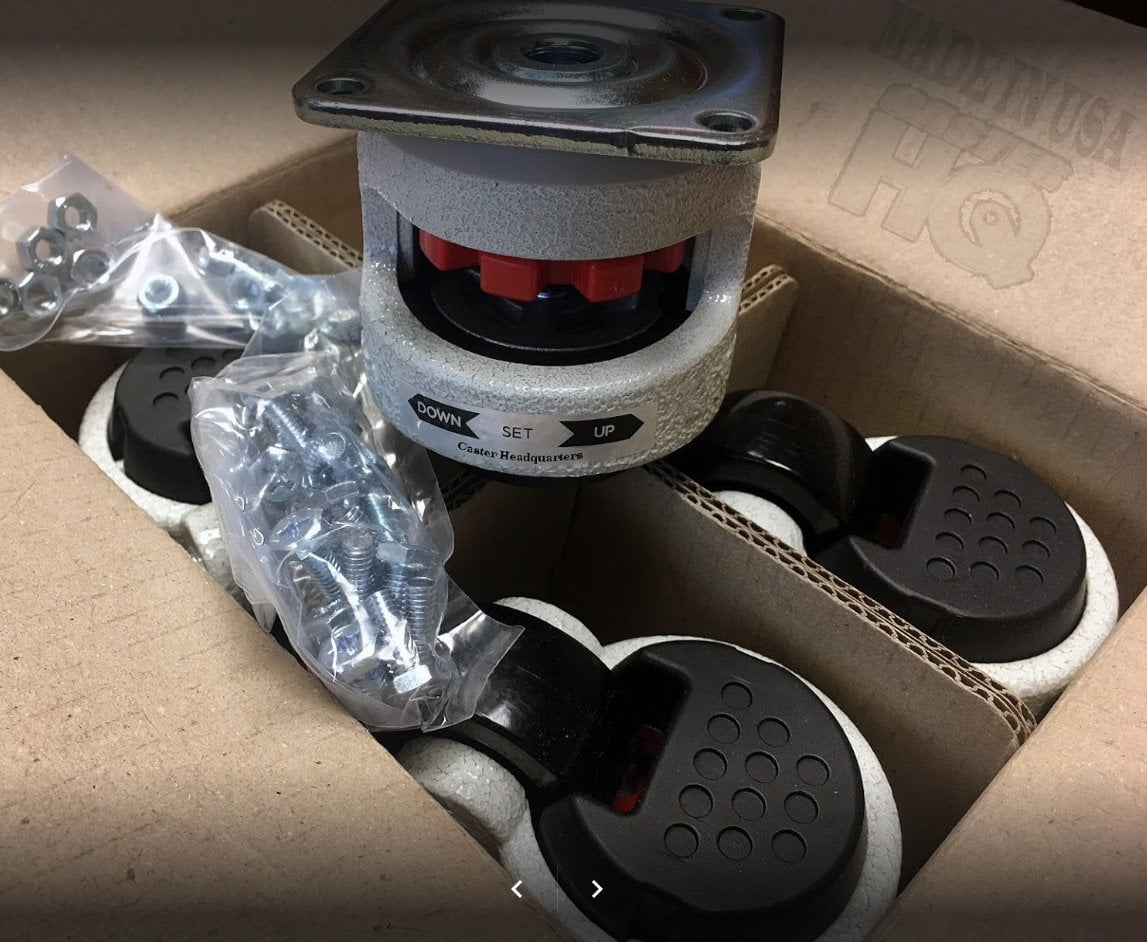 Buy CasterHQ TP60F 2 WHEEL RETRACTABLE LEVELING MACHINE CASTERS 4 PACK 2,400 LBS PER