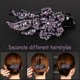thumbnail image 4 of 4 PCS Flower Rhinestones Hair Clips Duckbill Clip Ponytail Clips Black Barrettes Decorative Clips Hair Accessories for Women with Rhinestones (Flowers, 4 of 4