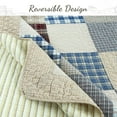thumbnail image 5 of Cozy Line Home Fashions Cozy Line Tattersall Blue Tan Tartan Plaid Patchwork 3 Piece Quilt Bedding Set King, 5 of 7
