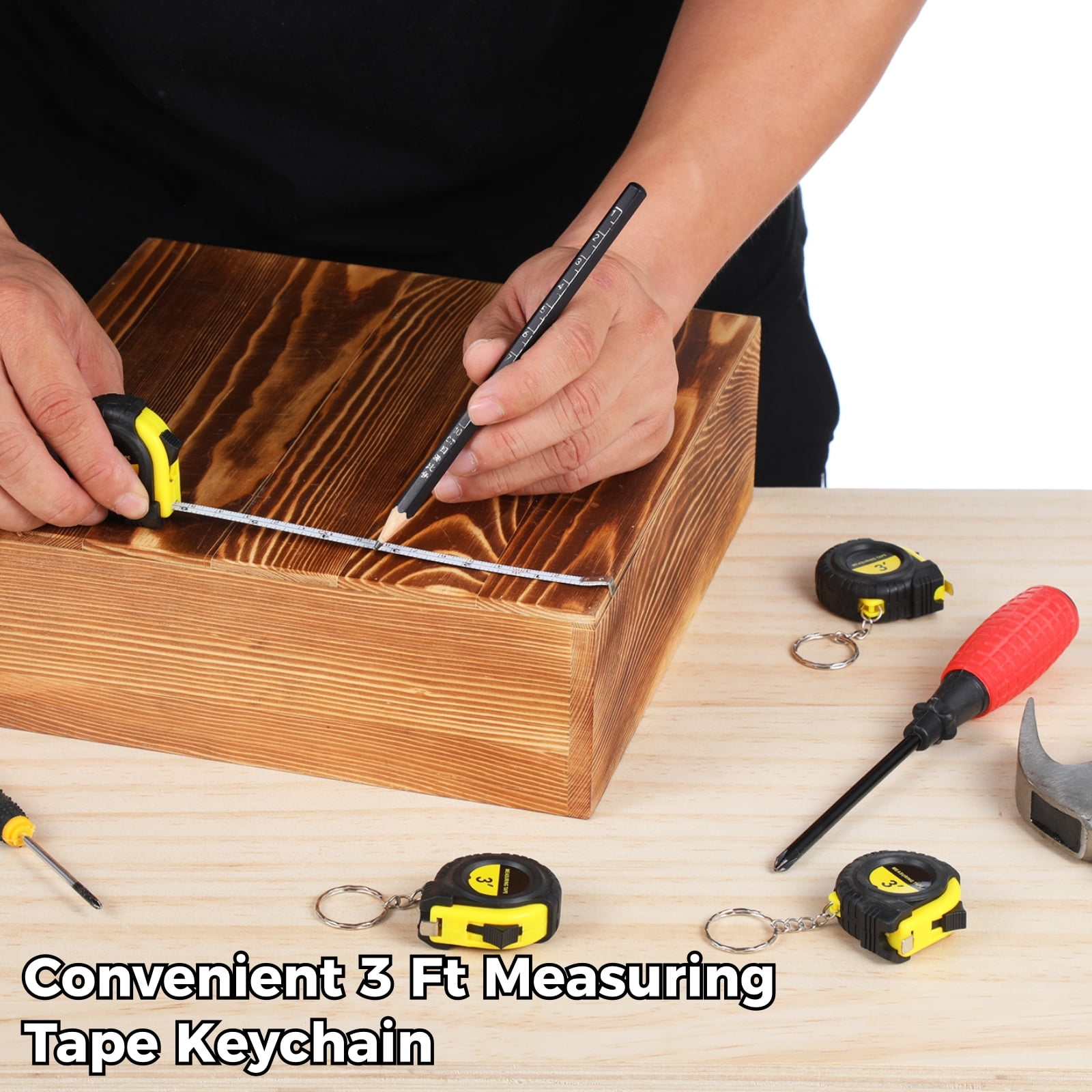 50 PCS Small Tape Measure Keychains, 3 Ft Measuring Range Mini Retractable Measuring Tape Key Chains, Pocket Portable Measurement Tape Bulk for Favors Birthday Gift Daily