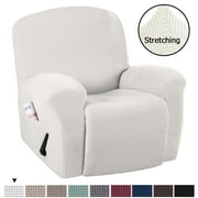 PrimeBeau 1-Piece Jacquard Spandex Recliner Stretch Slipcover, Ivory