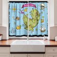 thumbnail image 2 of Ambesonne Nautical Kitchen Curtains, Skull Map Boat Compass Art, 55"x36", Hot Pink Avocado Green, 2 of 3
