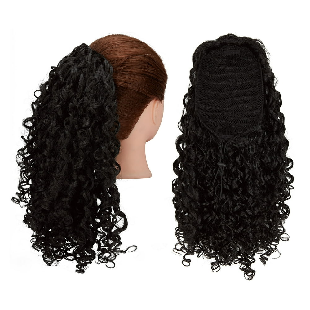 SAYFUT Curly Hair Ponytail Hairpiece Extension Natural Curl Wave Black