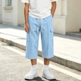 thumbnail image 7 of Maean Boys Capris Pants Sweatpants Wide Leg Elastic Waist Casual Loose Cargo Pant with Pockets, 7 of 7