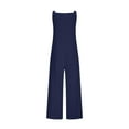 thumbnail image 5 of Caywon Womens Overalls Casual Loose Fit Dungarees Romper Baggy Playsuit Imitation Linen Style Jumpsuit One Piece Outfit Comfortable Lightweight Fabric Relaxed Navy 2XL, 5 of 6