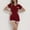 Red, variant on QUINDOS Satin Pajama for Women Short Mini Nightgowns for Women Short Sleeve V Neck Sleep Dress Casual Solid Lace Pockets Sleepwear Night Dress