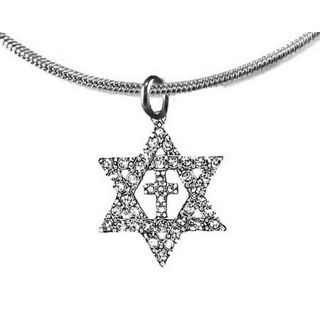 Messianic Christian Austrian Crystal Star Of David,Cross On A Silvetone Snake Chain Necklace.If you do not believe that this jewelry is beautiful when you receive it,simply return it for a full refund