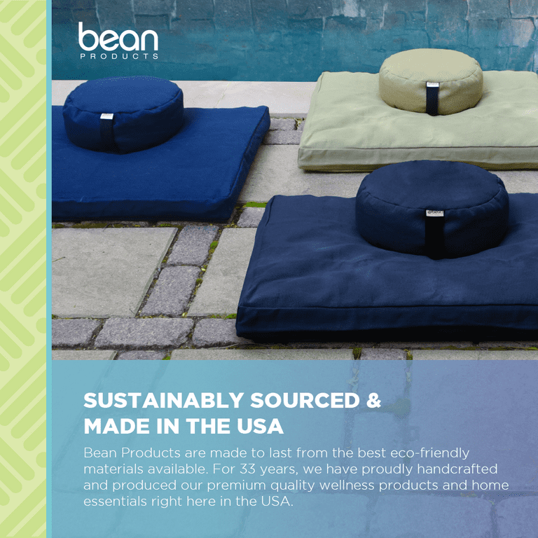 Bean Products Zabuton Meditation Cushion Large Size 32 x 26 x 3 Yoga 100 Organic Cotton Organic Navy Made In USA