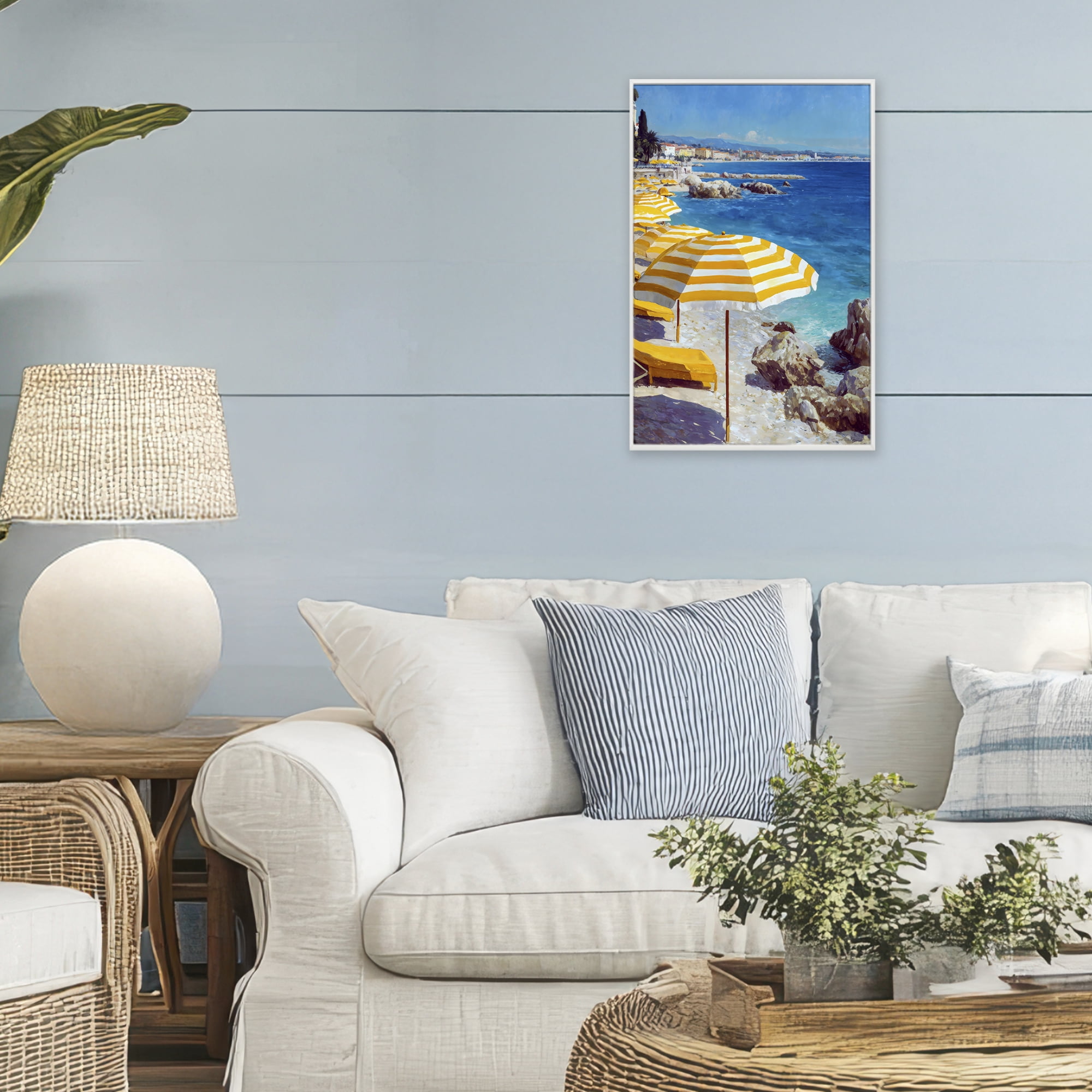 Stupell Industries Sunshine on the Shore White Framed Giclee Art, design by Petal Prints Design